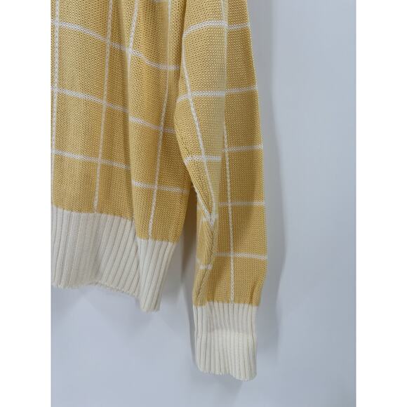 FIA Italia Vintage Knit Jacket Womens XL Yellow White Windowpane Full Zip Collar - Picture 12 of 16